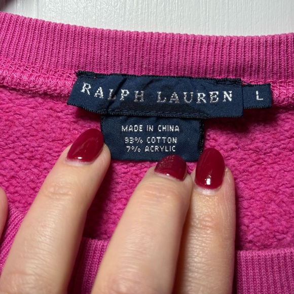 Polo Ralph Lauren Girls Cotton-Blend-Fleece Sweatshirt in Pink - Picture 4 of 5